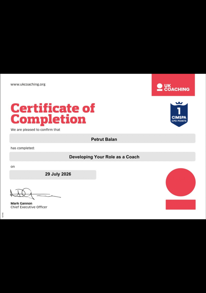 Certificate of coaching course completion